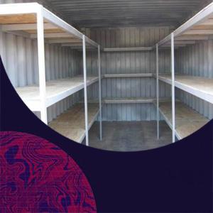 Блок-контейнер под склад: полки и стеллажи